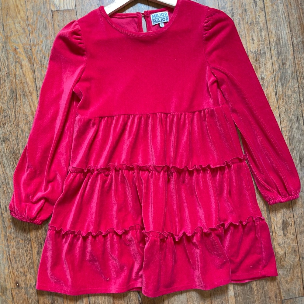 Pretty red ruffle tiered dress by Major Label Group - Size: Medium (8/10)